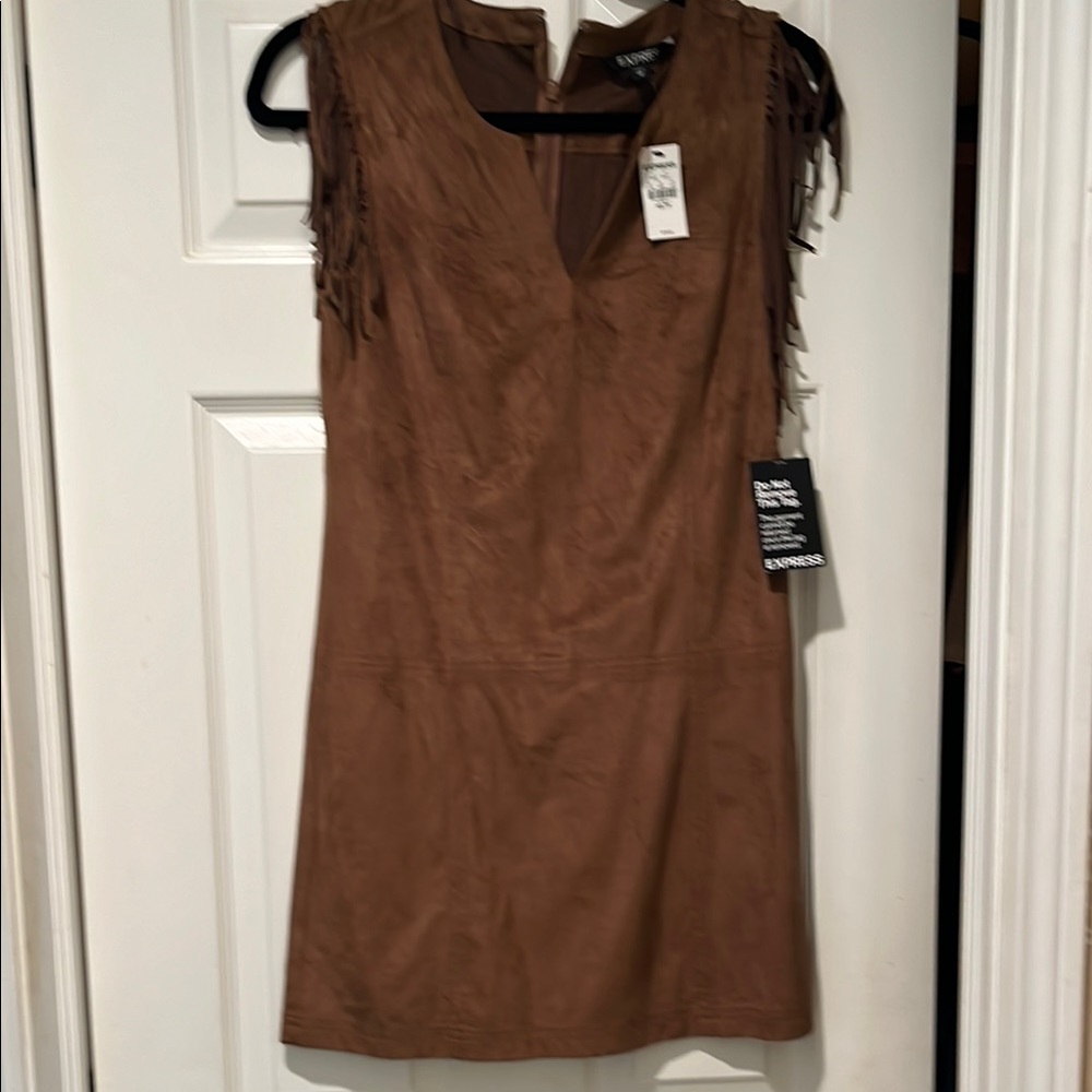 Express Brown V-Neck Sleeveless Sheath Mini Dress